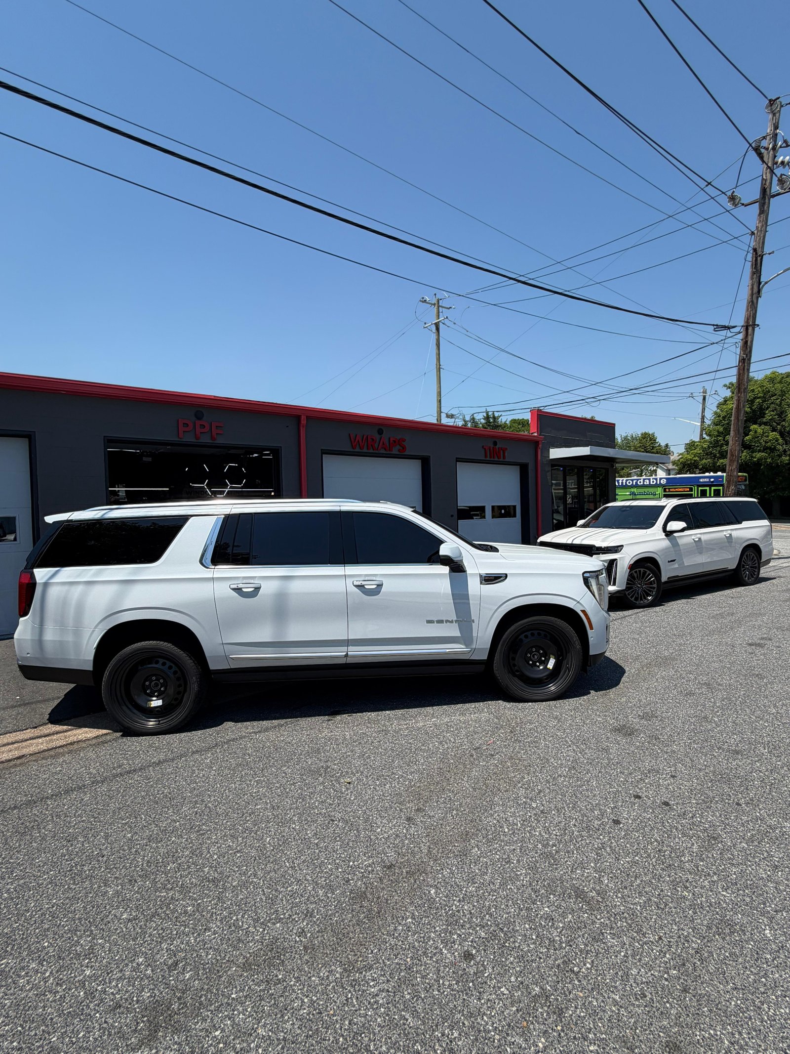 White GMC Yukon Tint